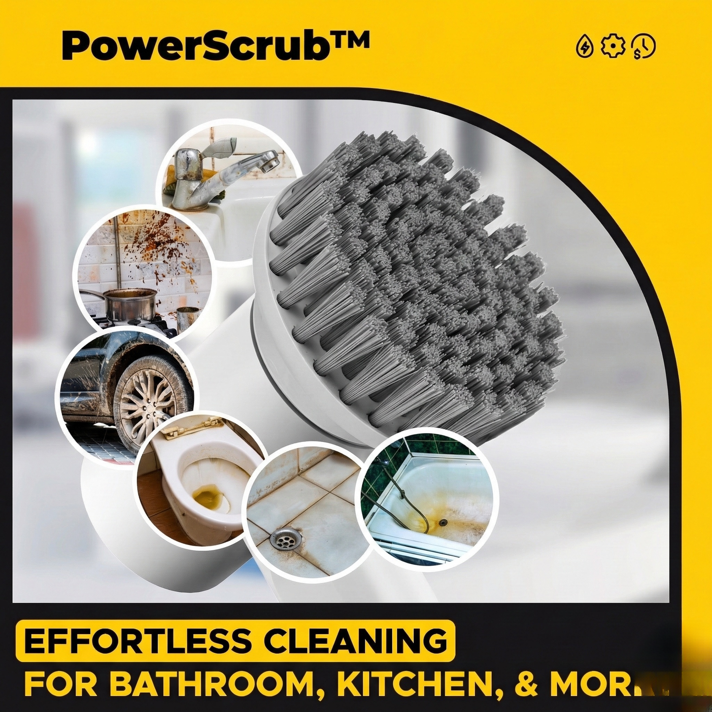 PowerScrub™ – Cordless Electric Spin Cleaner (3 Brush Heads)